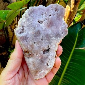Pink Amethyst with purple crystal druzy moon